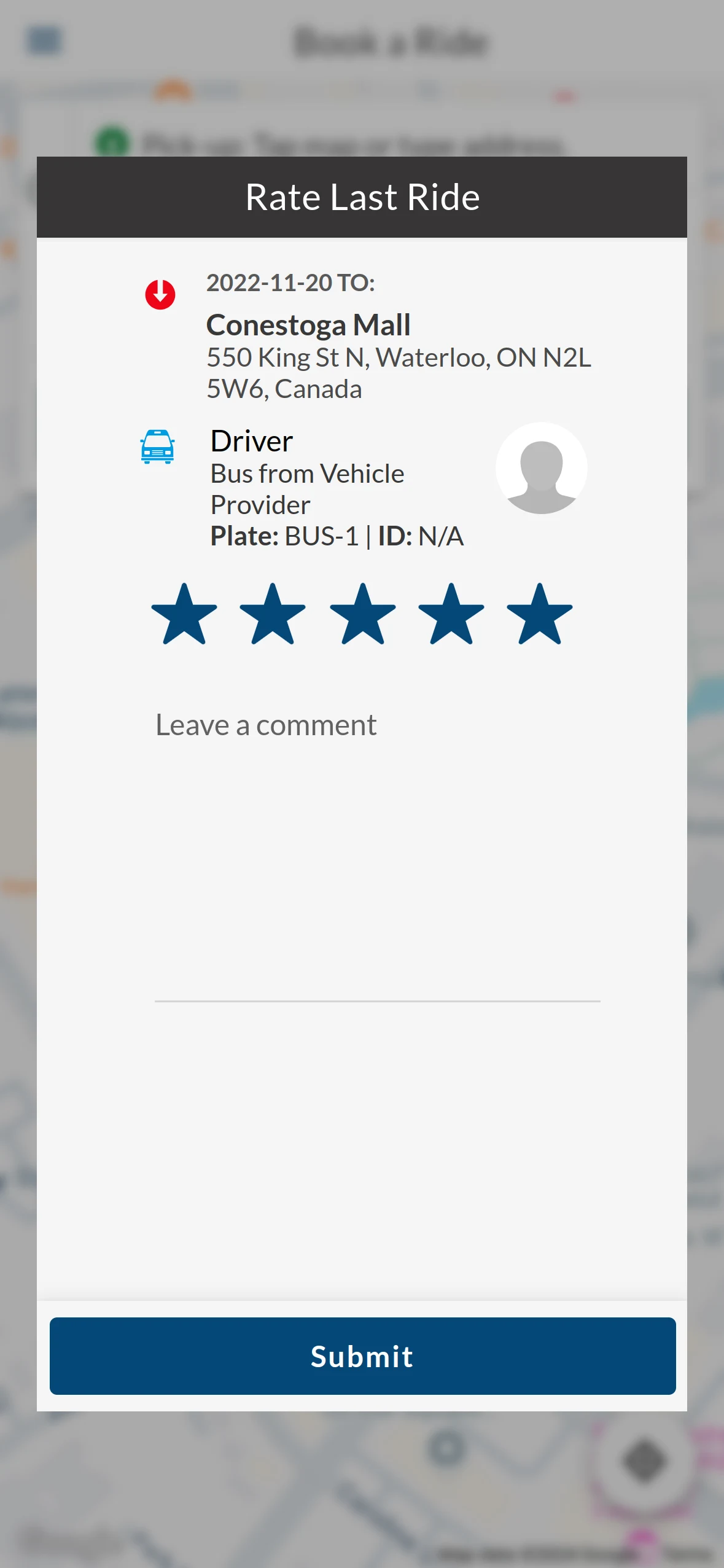 RideCo Waterloo screenshot