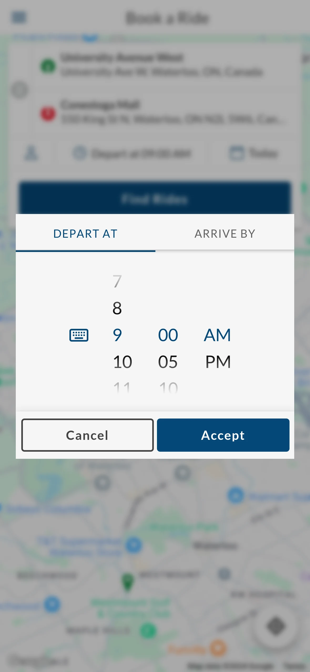 RideCo Waterloo screenshot